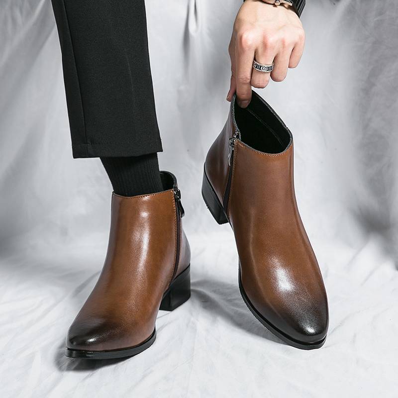 Winter Martin boots men's boots Chelsea boots increase Korean version of British hairstyle high -top leather shoes pointed boots