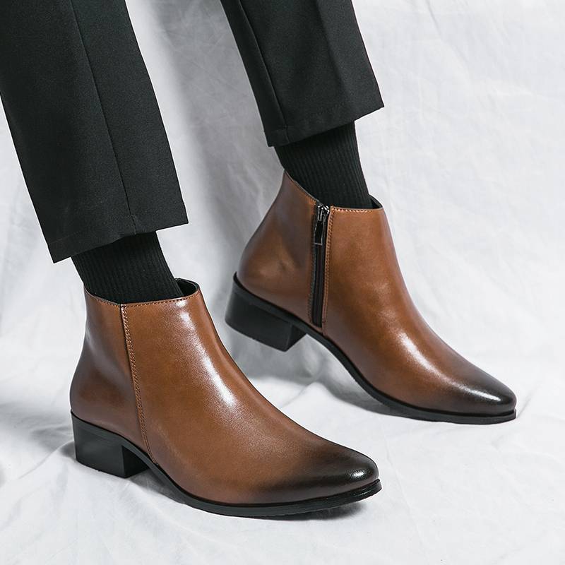 Winter Martin boots men's boots Chelsea boots increase Korean version of British hairstyle high -top leather shoes pointed boots