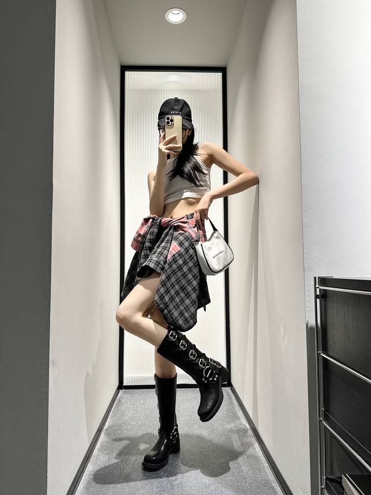 Brown Western denim boots 2024 new summer wild leather square head retro knights but knee long boots women