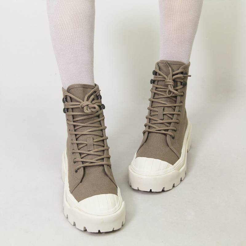 Original single 2023 Spring and Autumn New Women's Army Khaki high -top leisure shoes Martin boots