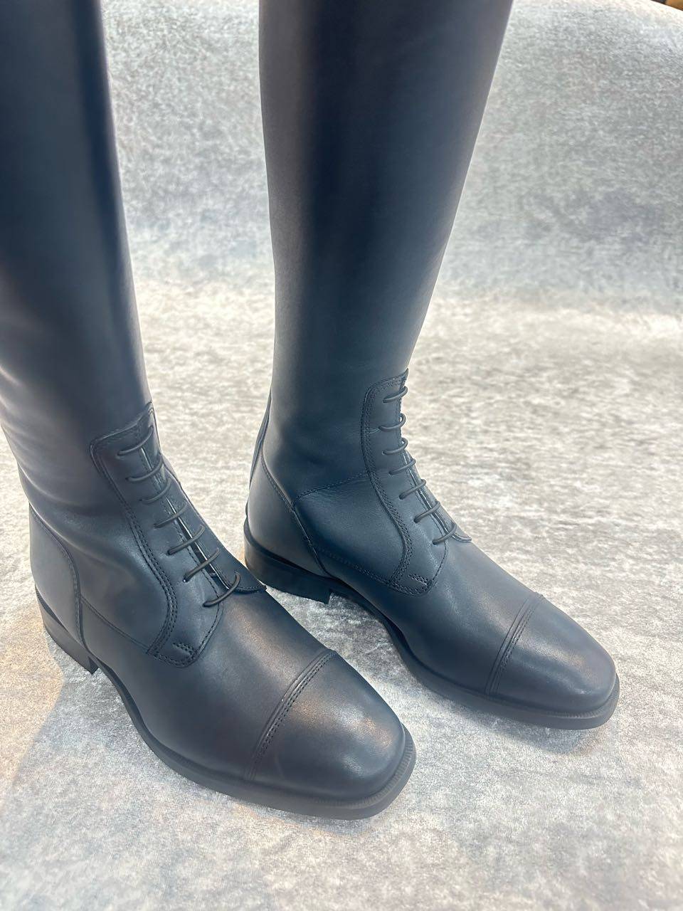 Italian imported Deniro pure blue lace -up equestrian boots women's boot boots boots