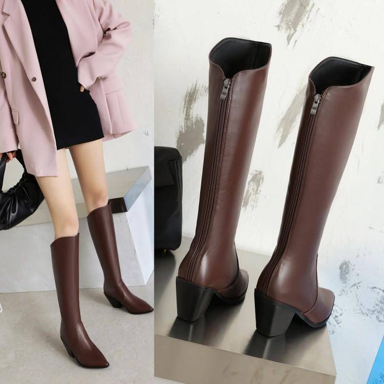 2020 Western denim boots high tube long boots female autumn and winter, but knee thin version large -size horse boots back zipper