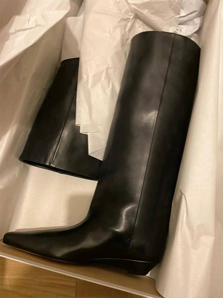 Cowhide version ~ Fat MM Black Boots Knight Boots 2023 New Polarot, Kneeling High Boots Ugly Boots