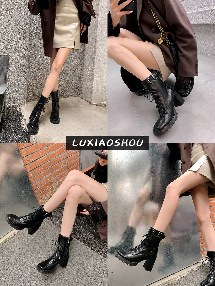 A deer, a leather-skinned Martin Boots with a new fall and winter in 2024 and thin and short boots
