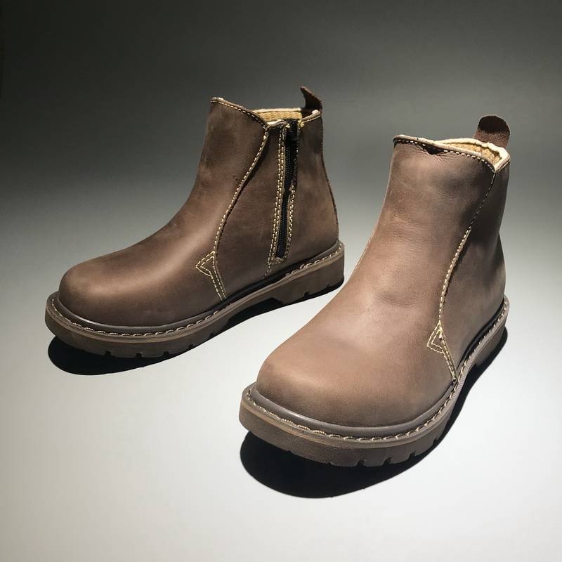 Leather Martin Boots Male High -Government Retro Zipper Mid -high leather boots waterproof boot boots, locomotive boots thick bottom