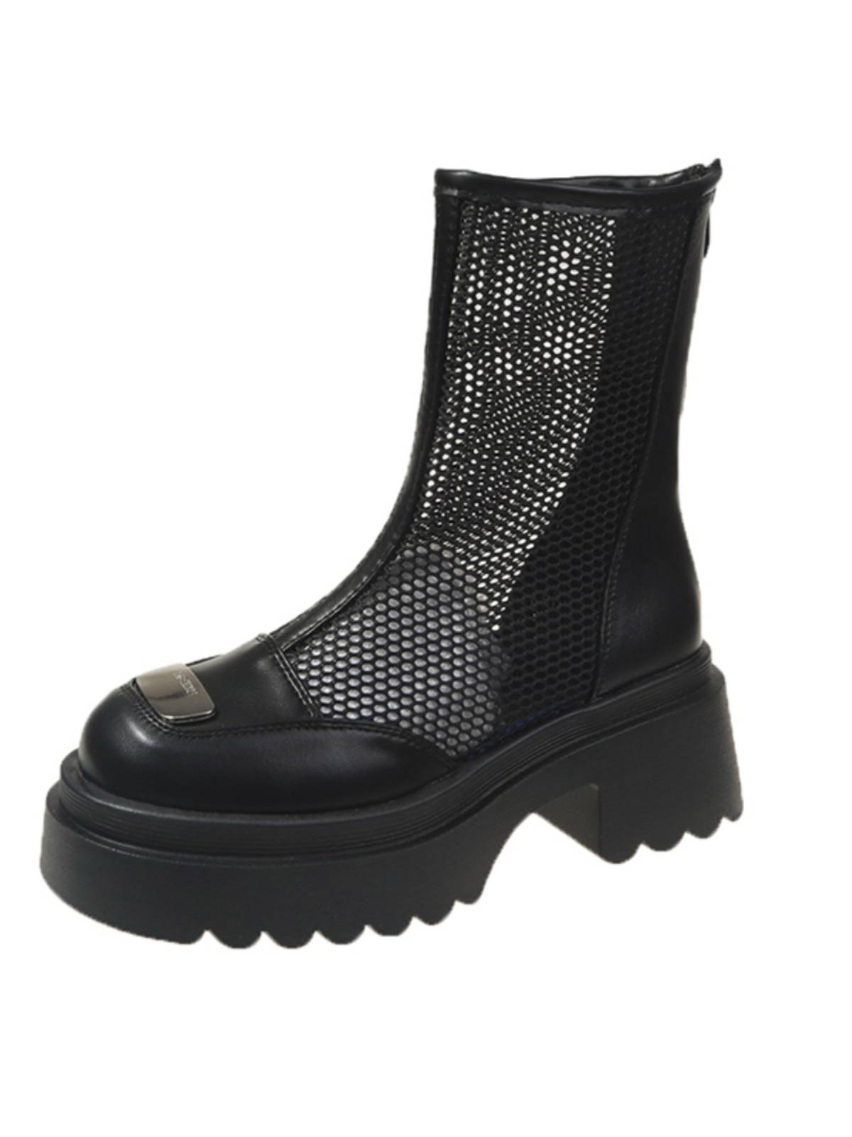 European cargo Martin boots summer thin female 2024 new thick bottom breathable net boots small one increases hollow Roman boots