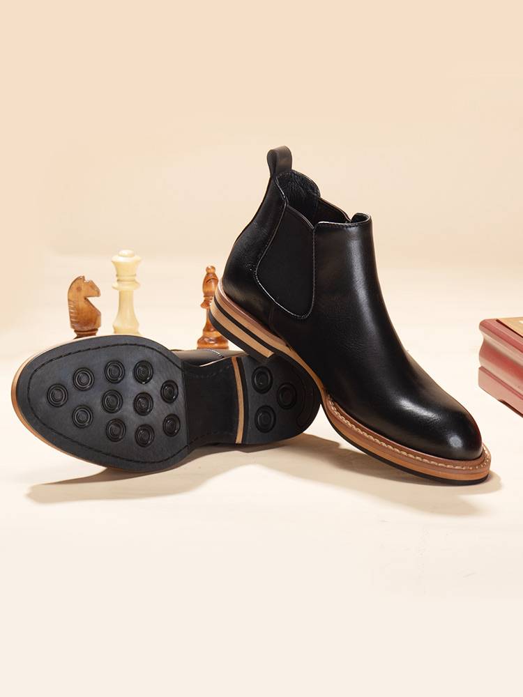 Spring and Autumn Cherry Boots Men's Short -faced Bulls and Venus Boots Binglun Wind Business Positive Leather Boots Extraordinary Putting Boots