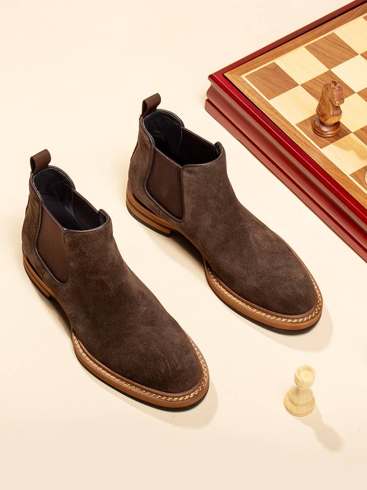 Spring and Autumn Cherry Boots Men's Short -faced Bulls and Venus Boots Binglun Wind Business Positive Leather Boots Extraordinary Putting Boots
