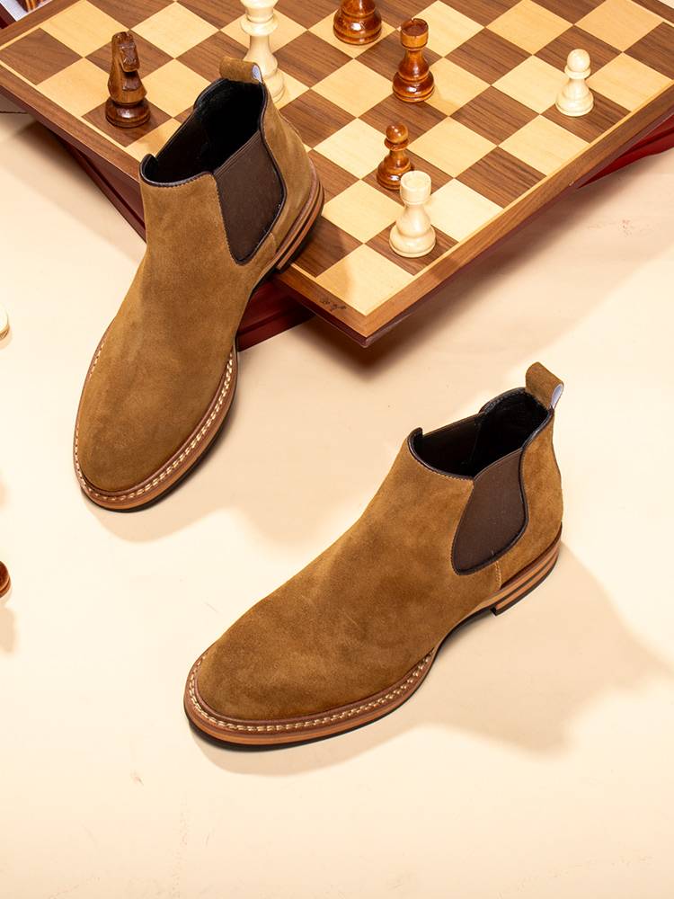 Spring and Autumn Cherry Boots Men's Short -faced Bulls and Venus Boots Binglun Wind Business Positive Leather Boots Extraordinary Putting Boots