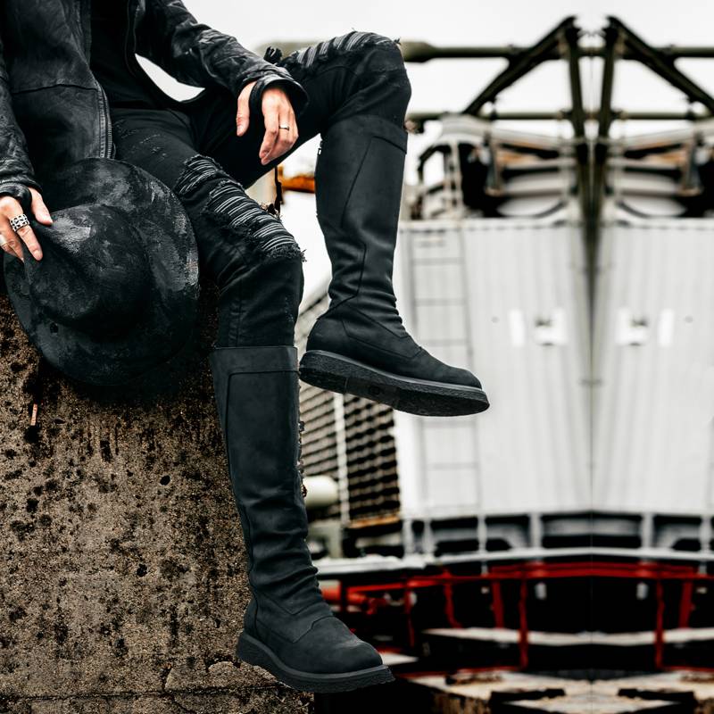 Naose Dark Horse Boots Male Long Boots over the knee Martin Boot Boots Boots High Pills Skin Skin Male Boots Equestrian Riding Boots