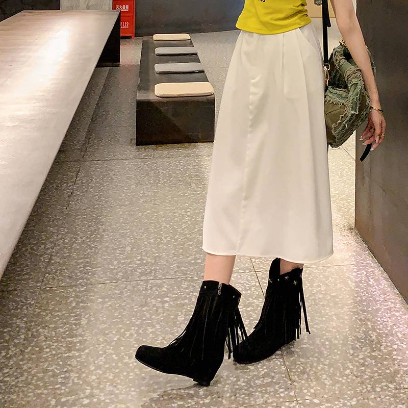 West Cowboy Boots Backward Soup and Middle Girl Boots Up-Turn Martin Boots Round Head and Boots