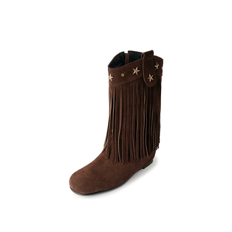 West Cowboy Boots Backward Soup and Middle Girl Boots Up-Turn Martin Boots Round Head and Boots