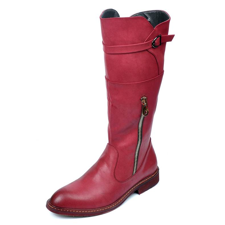 Winter new men's boots men's leather boots zipper high boots performance Knight workers Martin boots British trendy boots