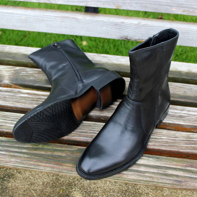 British Chinese boots men's handsome leather boots horse boots head layer cowhide zipper boots leather high tube zipper winter boots men