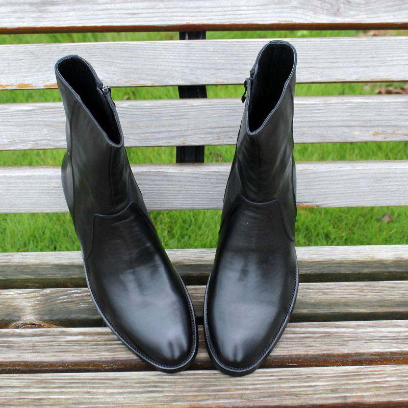 British Chinese boots men's handsome leather boots horse boots head layer cowhide zipper boots leather high tube zipper winter boots men