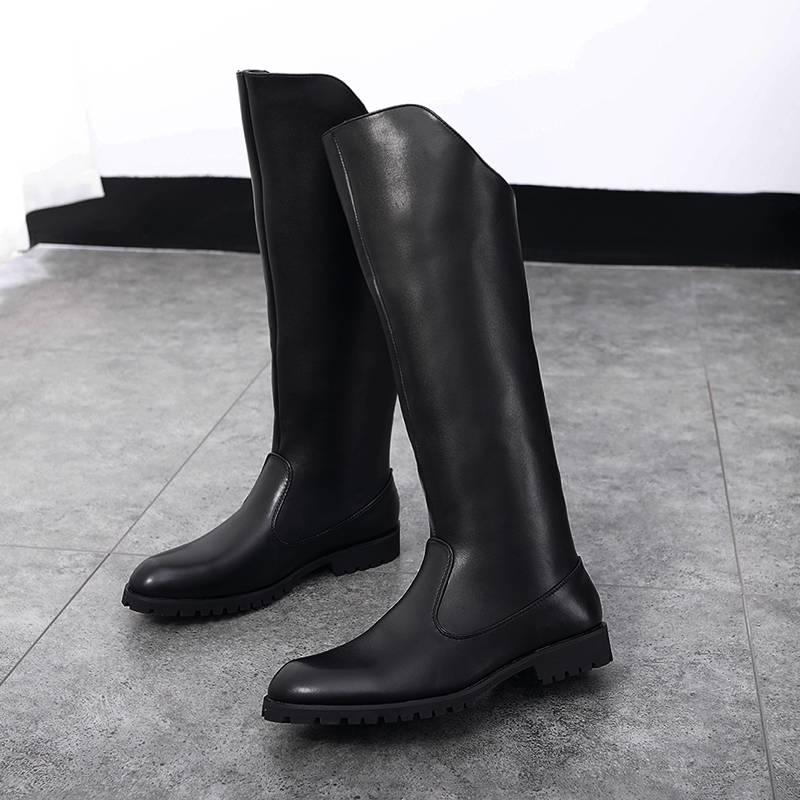 Summer boots men's over -the -knee high -top boot, denim january boots, men's leather boots, British long tube Martin boots breathable