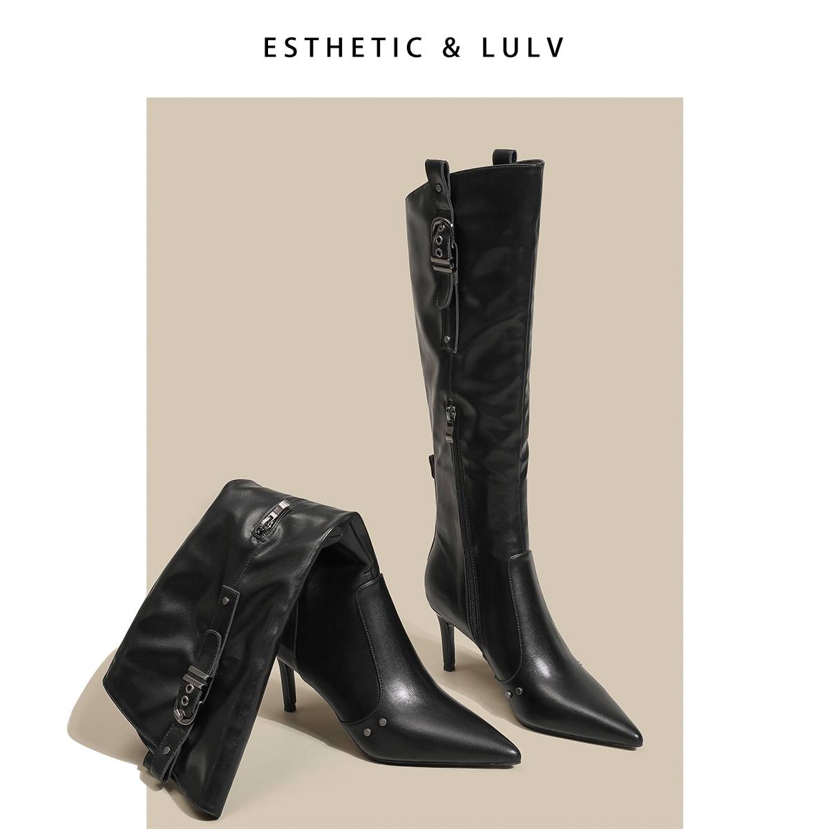 Pointed high -heeled boots female thin heel high boots long boots female knight boots black high -heeled shoes 2024 new model