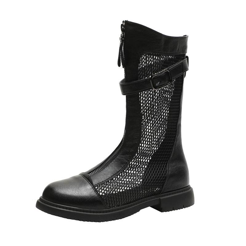 Martin Boots Girl's Summer Bottle 2024 New Nail-Smoke Short Boots Short-Skin Boots