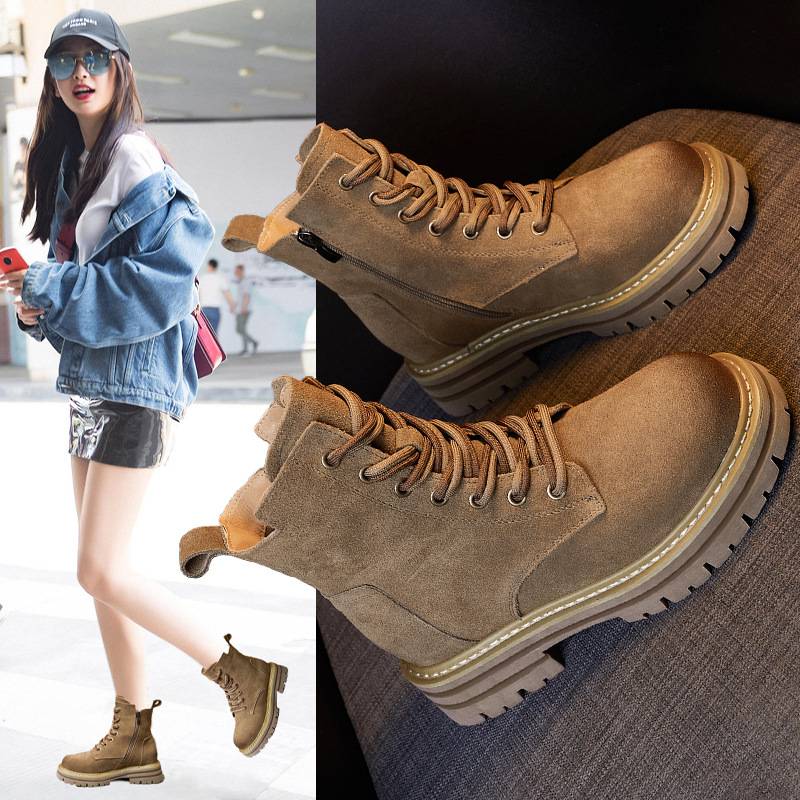 Flagship store brand Martin boots female 2024 new leather retro worker western denim boots summer explosion boots