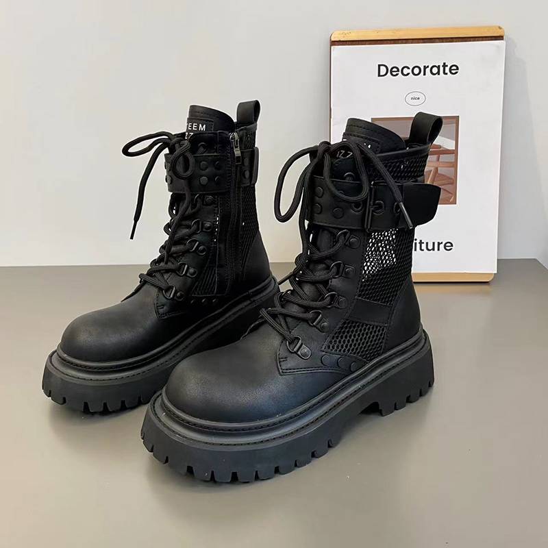 Mackjarnes recommends 2024 retro British style leather black Martin boots female willow nail short boots cool work boots