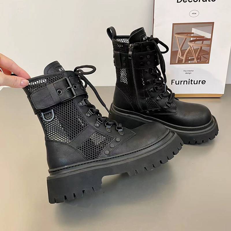 Mackjarnes recommends 2024 retro British style leather black Martin boots female willow nail short boots cool work boots