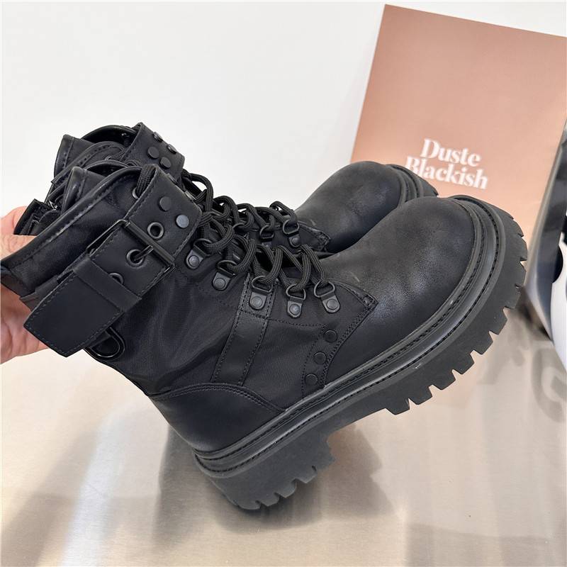 Mackjarnes recommends 2024 retro British style leather black Martin boots female willow nail short boots cool work boots