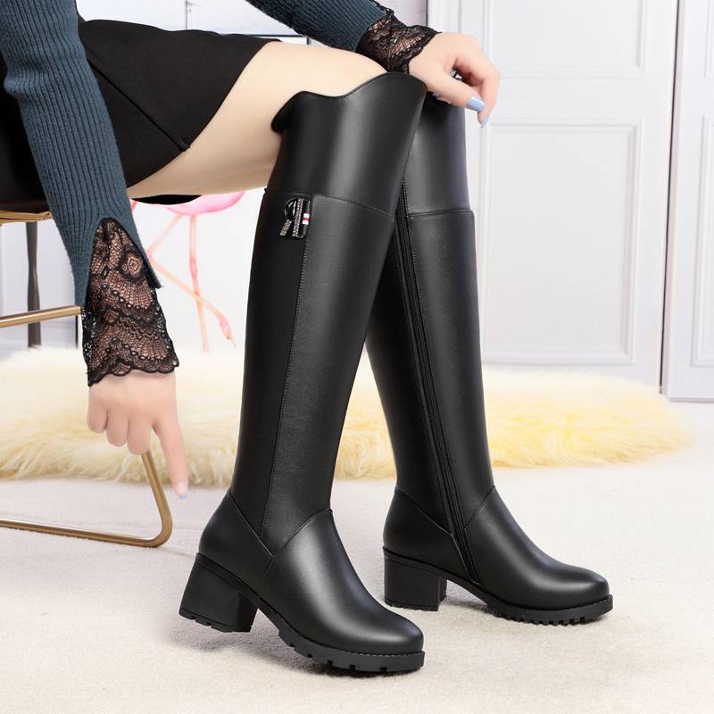 Folk Wool Boots Women's Long Tube Cotton Boots Children Winter Boots Passing Kee Boots Women High Heel Large size women's boots