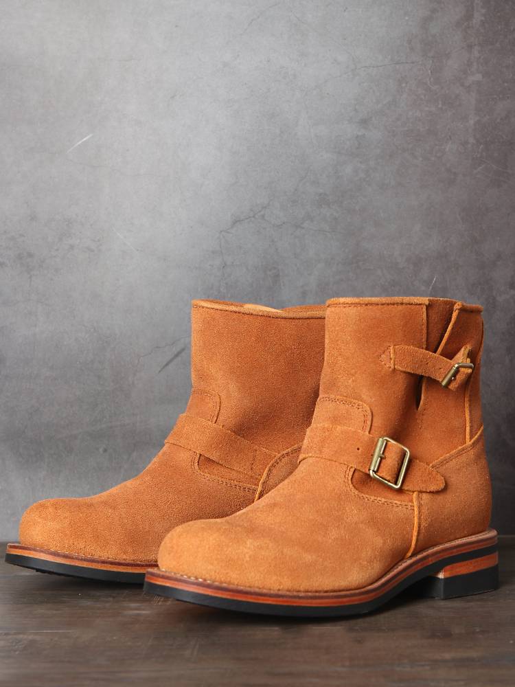 Thickened anti -fleece leather mid -knight boots round head boots leather outdoor leisure locomotive boots Martin boots men's boots