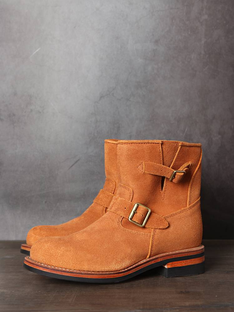 Thickened anti -fleece leather mid -knight boots round head boots leather outdoor leisure locomotive boots Martin boots men's boots