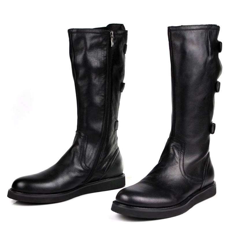 Luxury atmospheric high -top men's shoes high boots leather with casual long boots trendy boots men's leather boots Mongolian boots