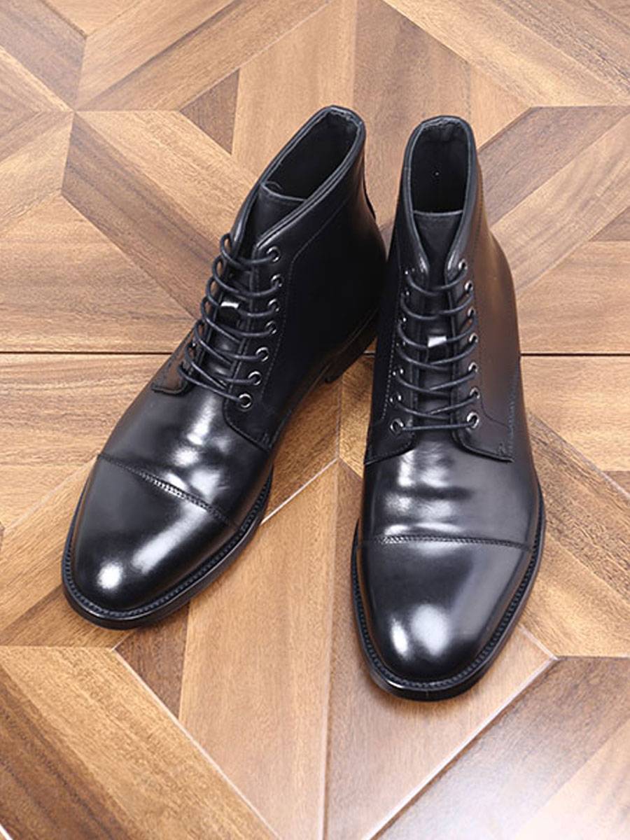 European and American high -gang business casual Martin boots round head folds lacers retro old wear -resistant flat heel boots