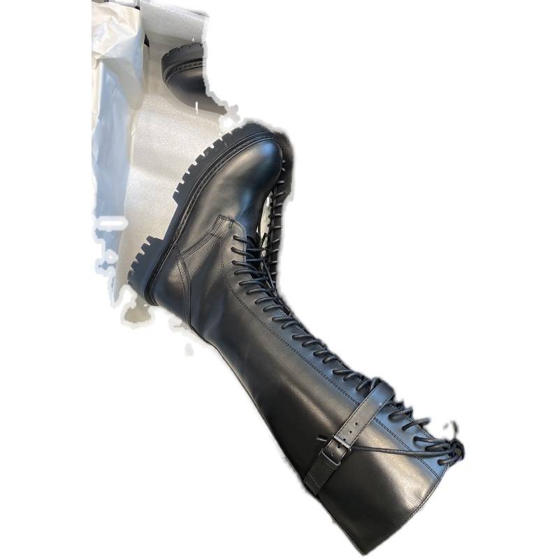 Belt buckle leather Martin boots 2021 European and American zipper strap high -pipe boots cubic heel thick bottom horse boots winter