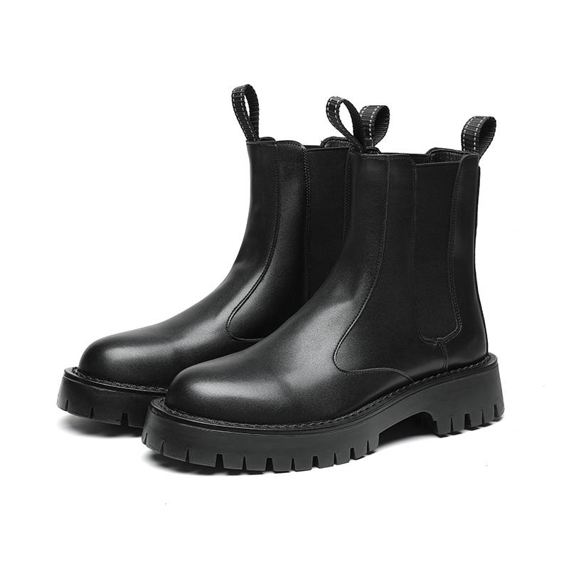Chelsea boots men's spring and autumn new air -breathable high -top shoes Martin boots British help thick bottom tobacco tube locomotive boots