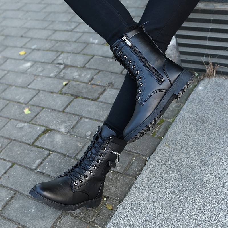 Autumn and winter Martin boots men's cotton boots high -top cotton shoe men's short boots Korean trendy leather boots and horse boots men's boots