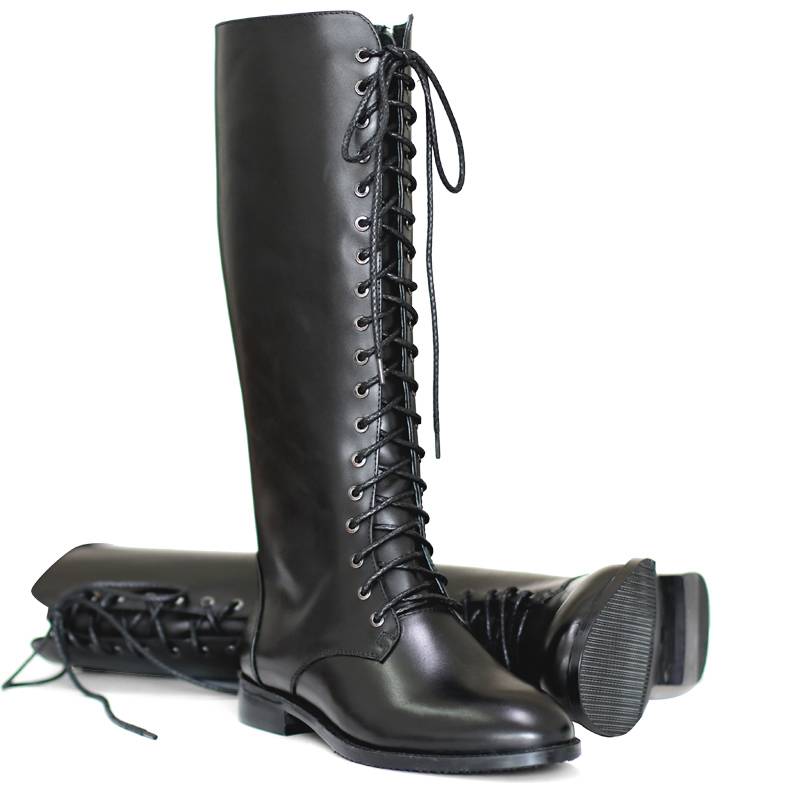 21 New long boots leather men's boots high boots ride boots full strap Martin boots parade ritual ritual boots in winter