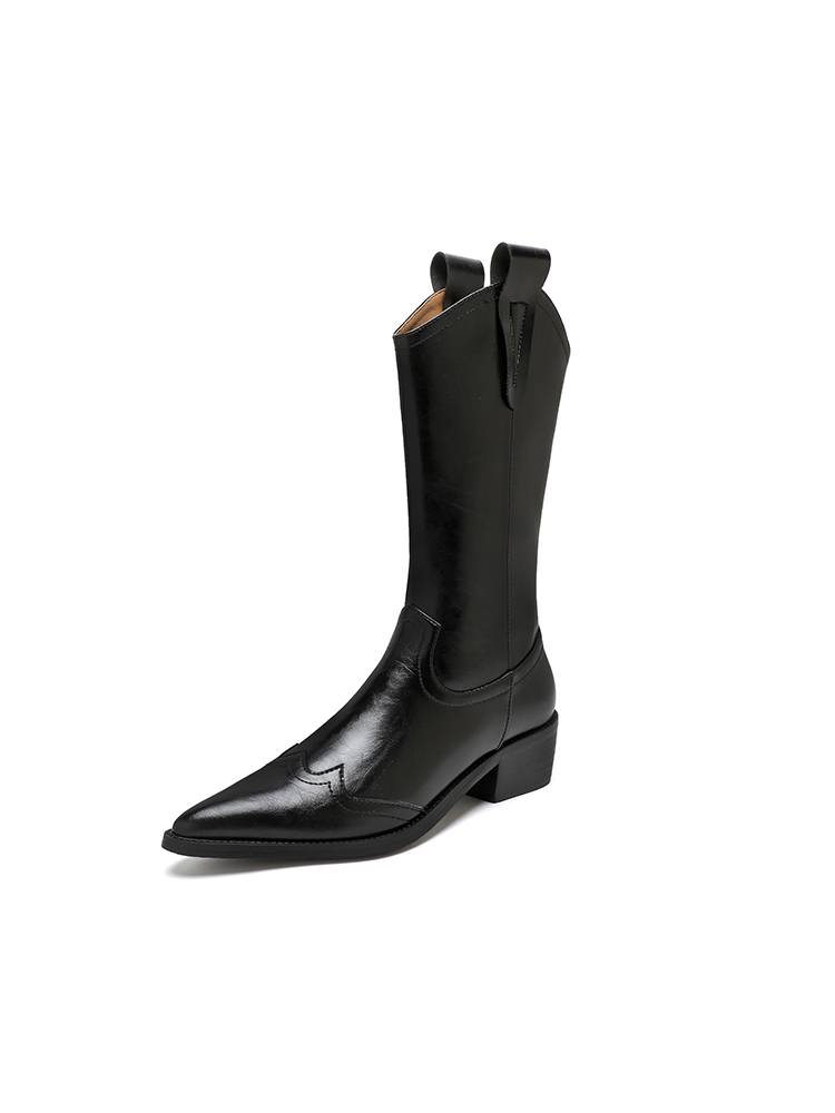 Malanded Martin Boots Female 2024 Spring and Autumn New Mandarin Brown Beef Boot Boot Boots Western denim boots in western