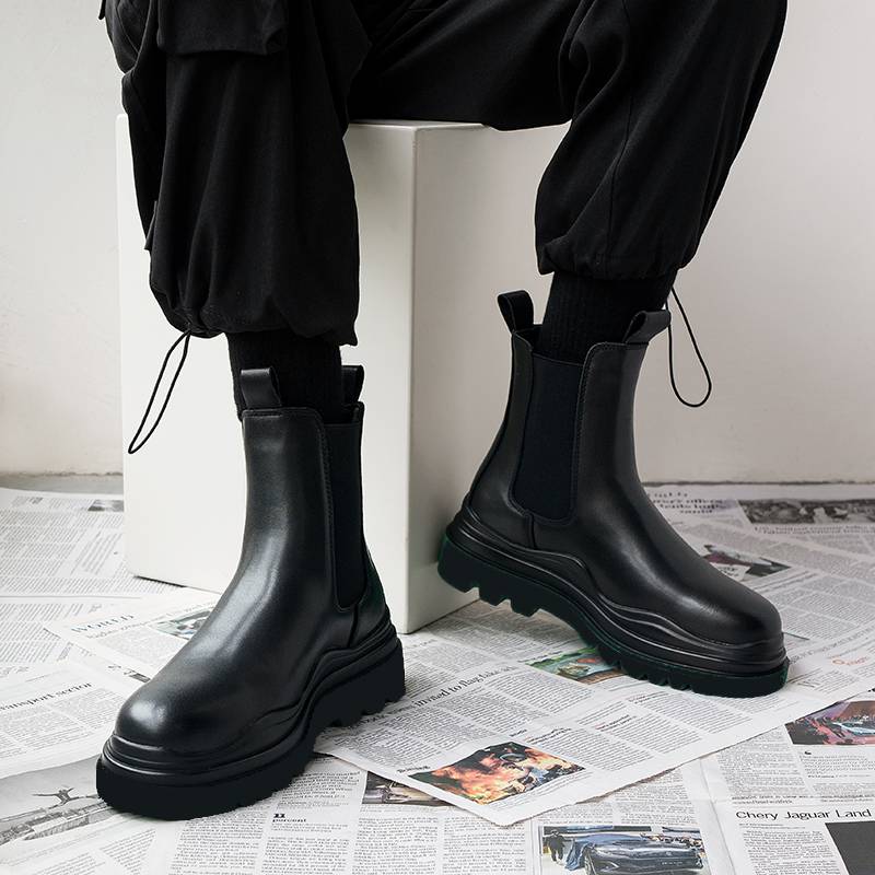 British style Pipchelci boots men's tide high -end smoke boots men's green bottom Martin boots high -top black autumn