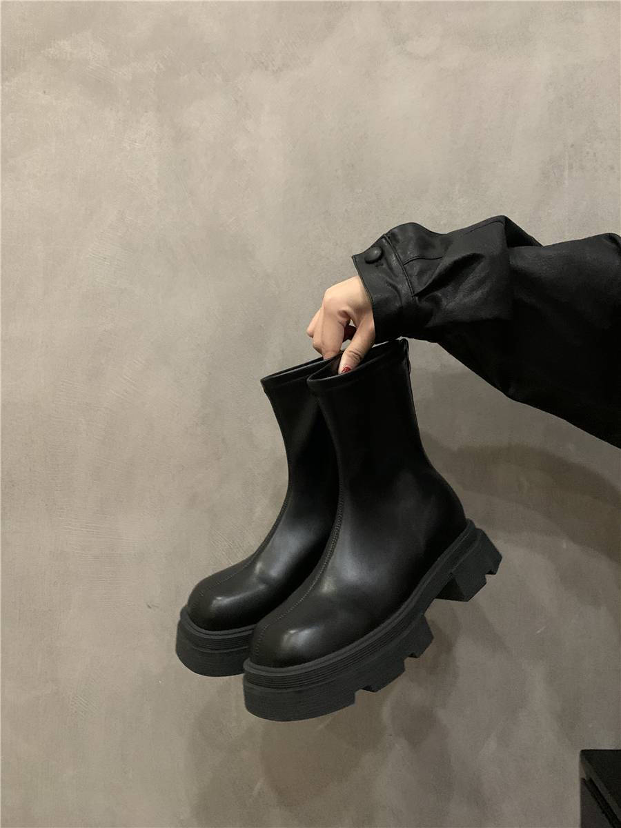 Thick bottom thick heel Martin boots short women's boots summer Chelsea boots French retro boots lean boots Knight boots