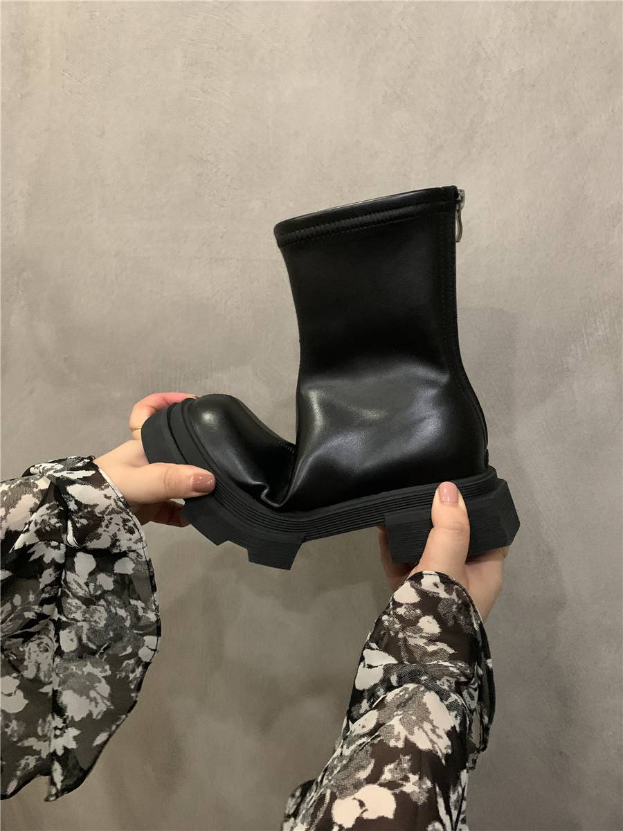 Thick bottom thick heel Martin boots short women's boots summer Chelsea boots French retro boots lean boots Knight boots
