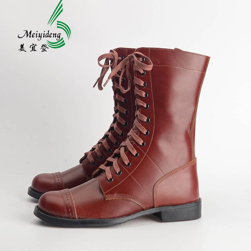 Military Vocal U.S. Paratrooper Boots Men helps red -brown solid -specific Martin boots head layer cowhide breathable mid -boots