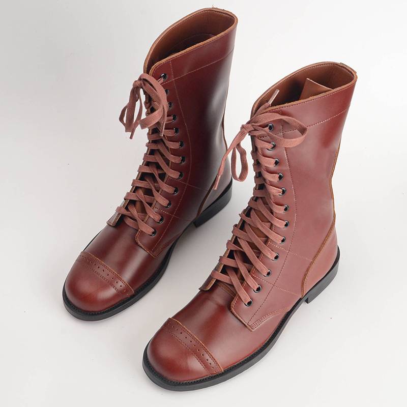 Military Vocal U.S. Paratrooper Boots Men helps red -brown solid -specific Martin boots head layer cowhide breathable mid -boots