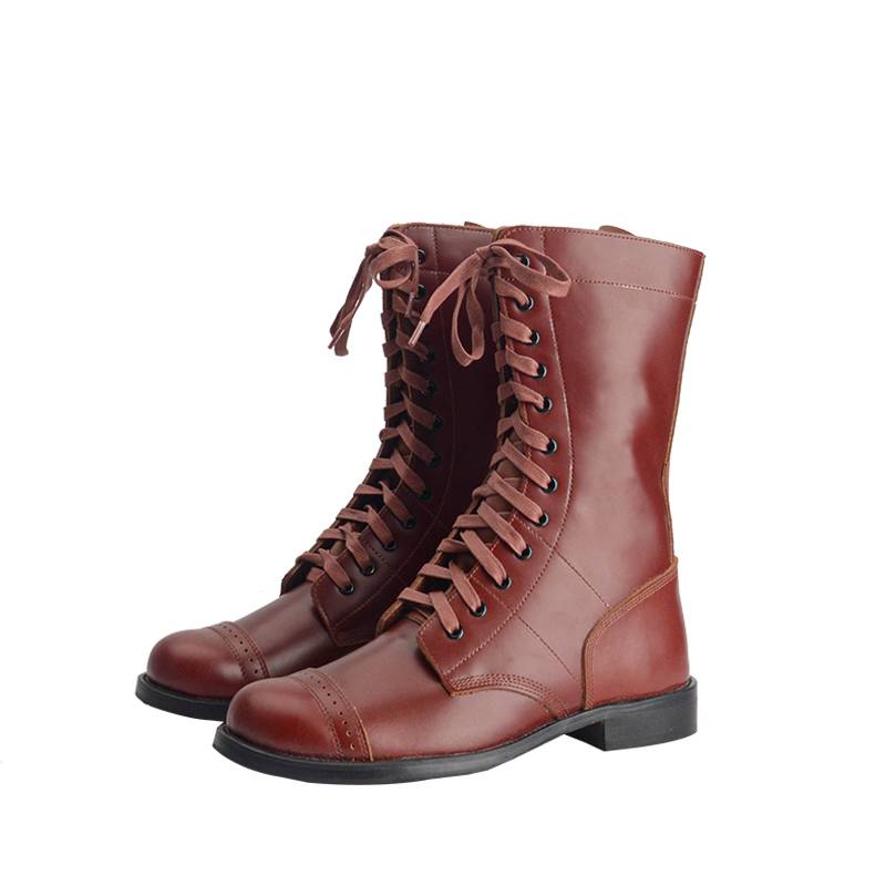 Military Vocal U.S. Paratrooper Boots Men helps red -brown solid -specific Martin boots head layer cowhide breathable mid -boots