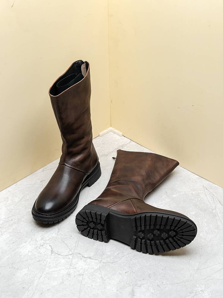 British retro winter horse boots high boots men's back zipper long boots super long men's locomotive Martin boots tide