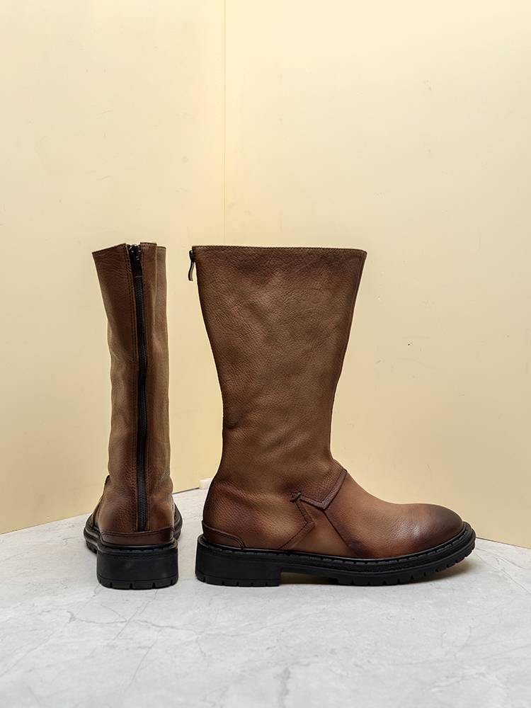 British retro winter horse boots high boots men's back zipper long boots super long men's locomotive Martin boots tide