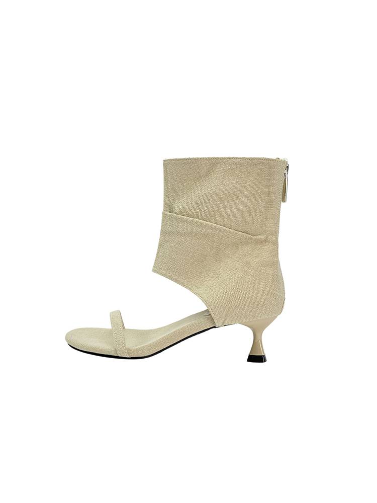 Sheepskin version ~ toe juper -boots, small people with high words, exposed toe high heels, summer fashion temperament short boots