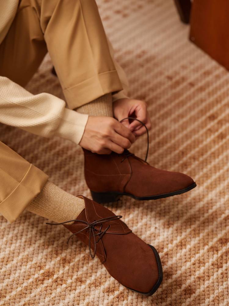 ZEYIMAKE One Autumn and Winter new header cowhide horse boots chukka boots desert boots men's middle helper sleeve men