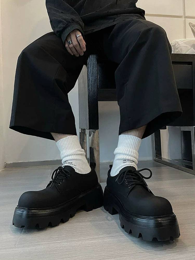 2024 new men's shoes autumn and winter leisure Derby big scalp boots thick bottom increase leather high gang high -top Martin boots