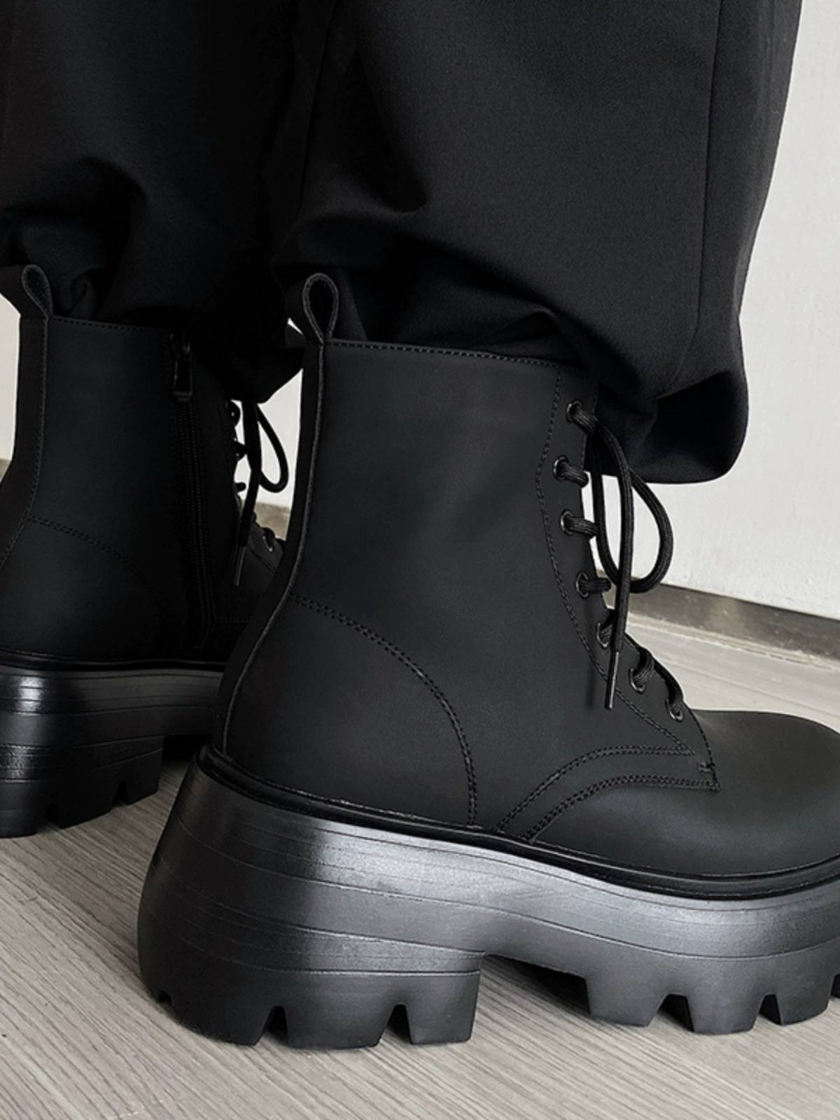 2024 new men's shoes autumn and winter leisure Derby big scalp boots thick bottom increase leather high gang high -top Martin boots