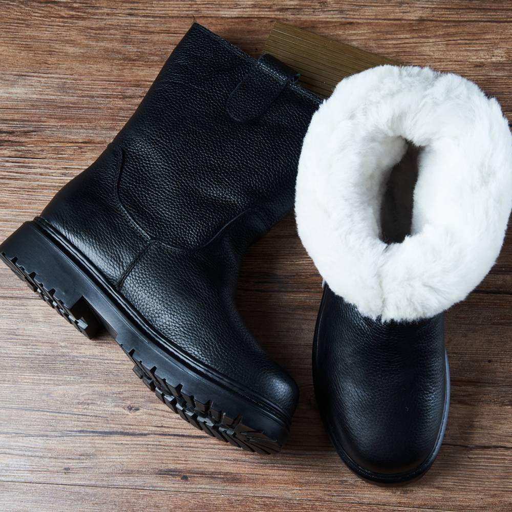 Guteter Leather Boots Northeast Snow Boots Men's Boots Terminal Fur Together Wool Spring Single Shoes Single High Martin Boots