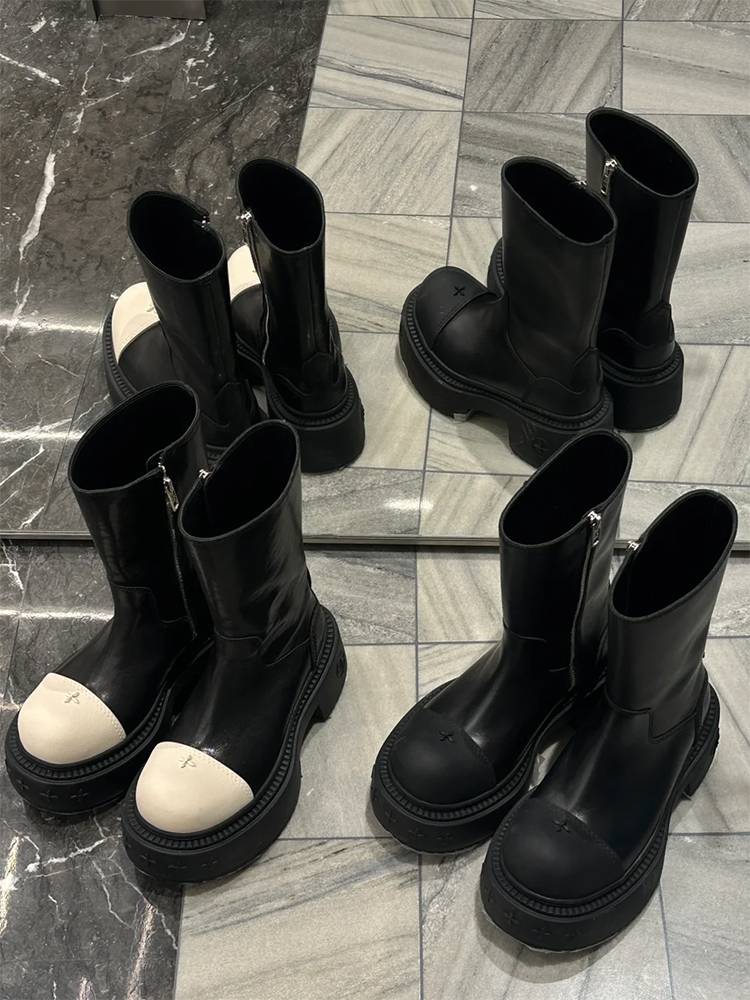 A new 24 for a high-level cross-cruise field horse boot girl with a thick ox-skin Martin boots with a big head and short boots